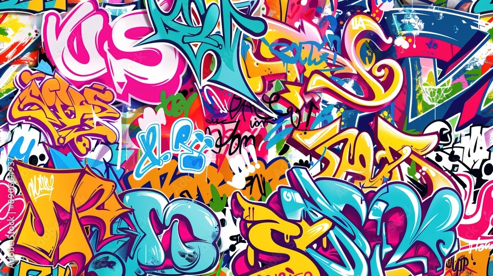 Naklejka premium bright street graffiti on the wall, street art