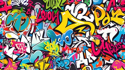bright street graffiti on the wall, street art