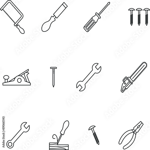 carpentry icons collection 