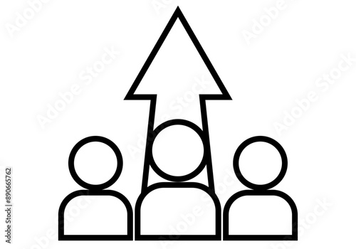 Icono negro de grupo de personas ascendiendo 
