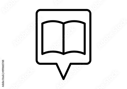 Icono negro de bocadillo de hablar con libro abierto