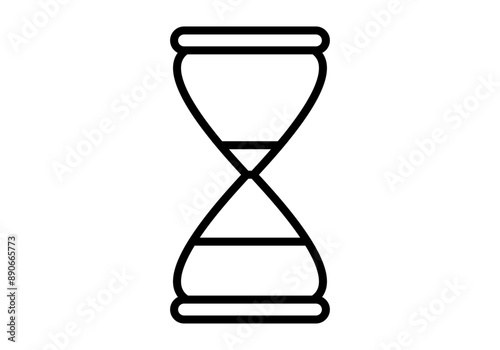 Icono negro de reloj de arena en fondo blanco
