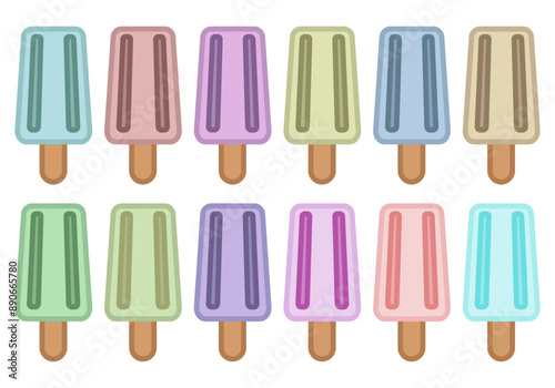 Hoja de iconos de helados de hielo con palo