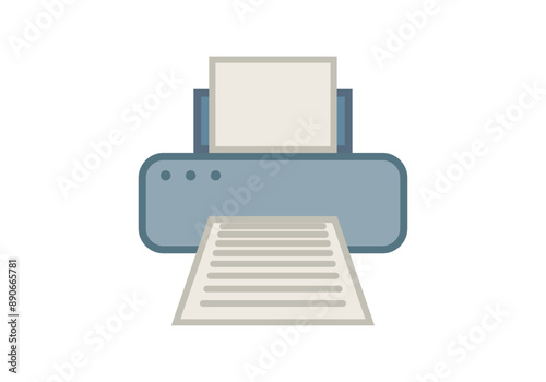 Impresora azul de oficina con papel