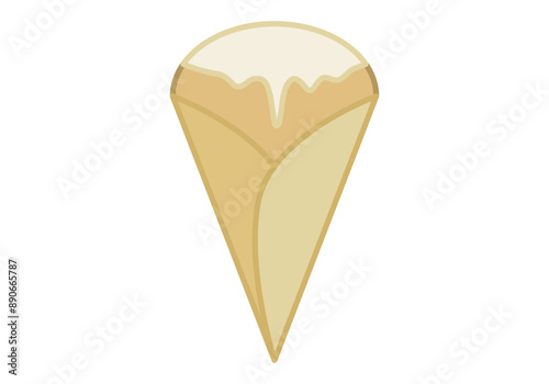 Crepés dulces con caramelo en fondo blanco