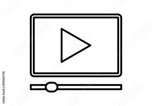 Icono negro de reproductor de vídeo en fondo blanco