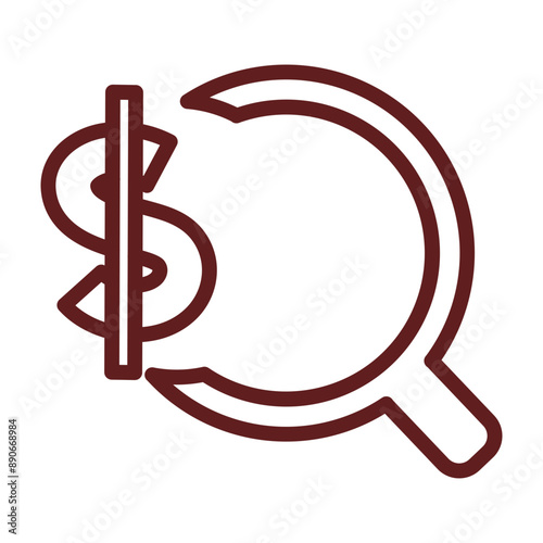 Paid Search Vector Line Maroon Icon Design