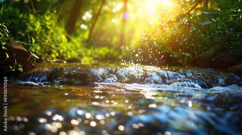 Creation. Genesis. God planted a garden in a place called Eden. Verdant and serene garden with winding river creating a peaceful atmosphere. Creation. Genesis. God planted a garden in a place called Eden. Verdant and serene garden with winding river creating a peaceful atmosphere.