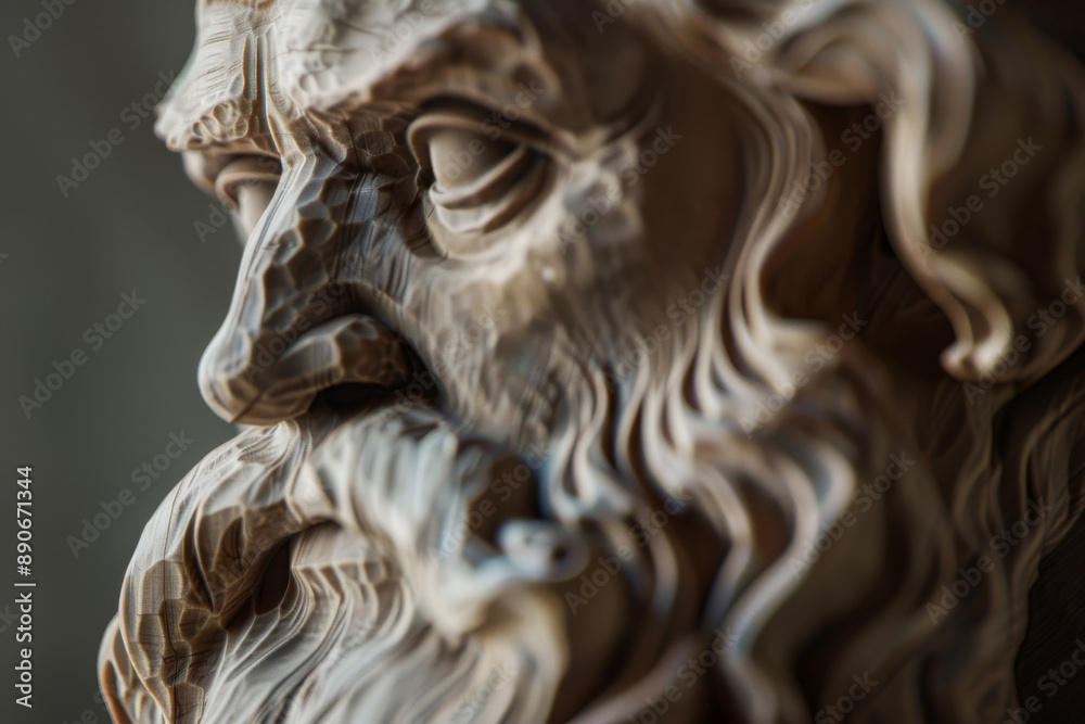 An intricately carved wooden statue of an elderly man with a wise expression, featuring detailed textures and thoughtful artistry. An intricately carved wooden statue of an elderly man with a wise expression, featuring detailed textures and thoughtful artistry.