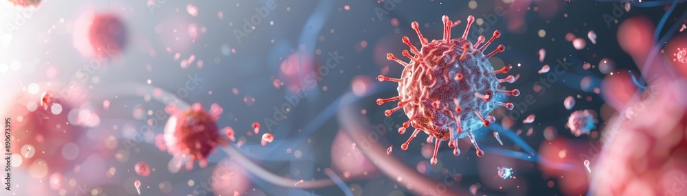 T-cell recognizing a pathogen, adaptive immunity, scientific visualization T-cell recognizing a pathogen, adaptive immunity, scientific visualization