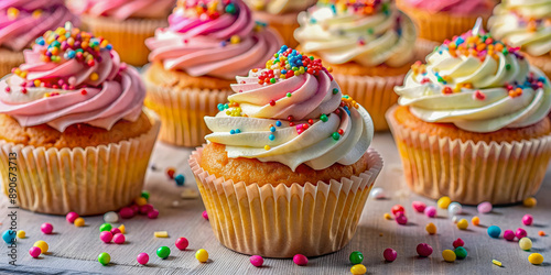 Vanilla Cupcakes with Colorful Sprinkles  © Vlad