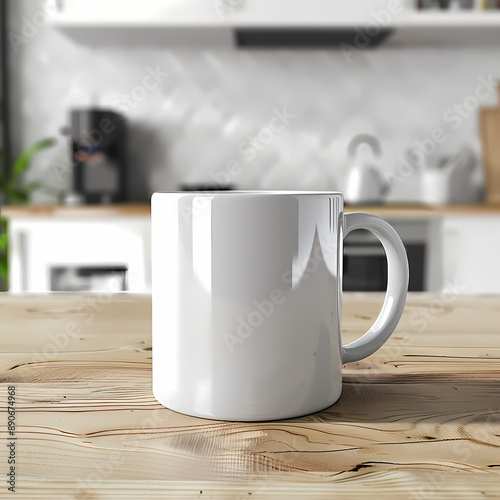 Stylish Coffee Mug Mockup: 20 oz Blank White Design in Kitchen Setting