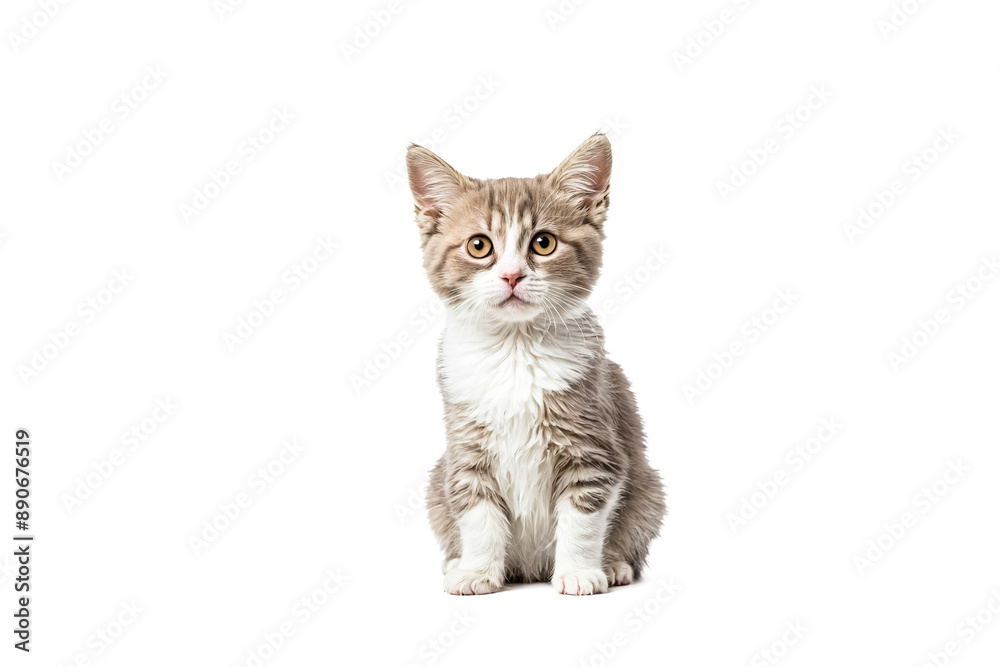 Fototapeta premium Cute Kitten Sitting and Looking Up