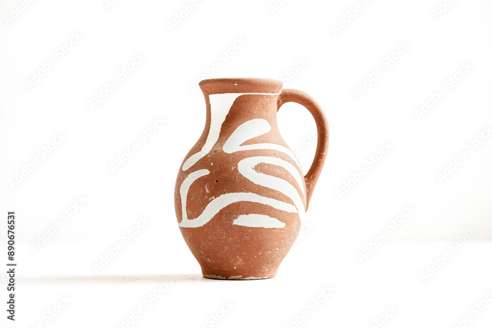 Clay Jug with White Design