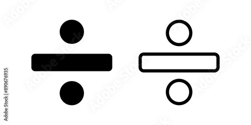 Division icon set. Obelus Division sign. Flat illustration of vector icon on white background