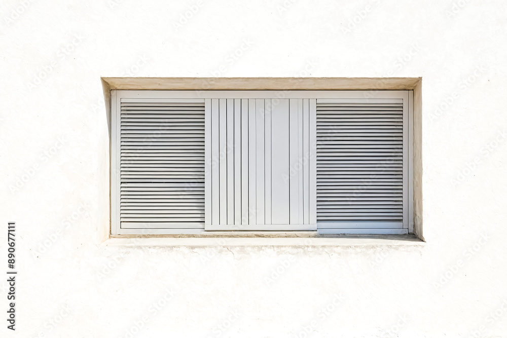 White Window with Louvered Shutters White Window with Louvered Shutters