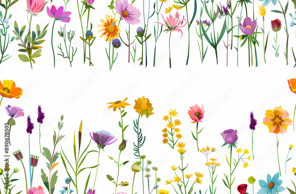 Boho Wildflowers Banner – Colorful Flowers in a Row for a Whimsical Look Boho Wildflowers Banner – Colorful Flowers in a Row for a Whimsical Look