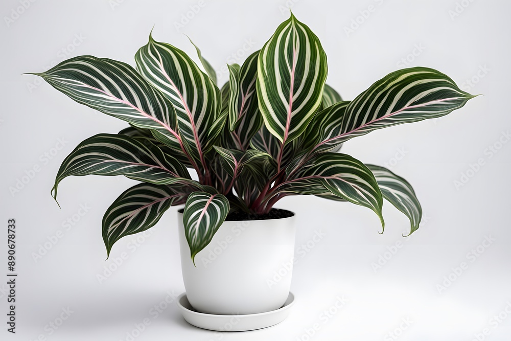 Calathea ornata beauty star plant in pot white background, AI Generated Calathea ornata beauty star plant in pot white background, AI Generated