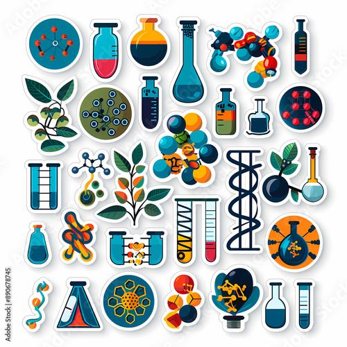 Charming science lab equipment sticker sheet, ideal for decorating planners, notebooks, and scrapbooks