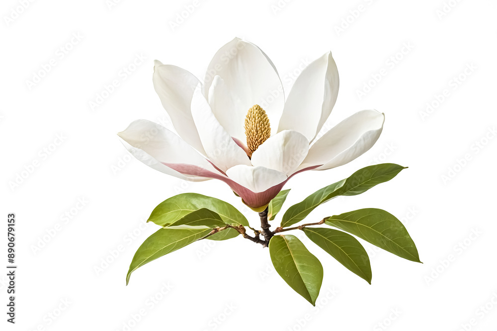 Magnolia Flower with Green Leaves Magnolia Flower with Green Leaves