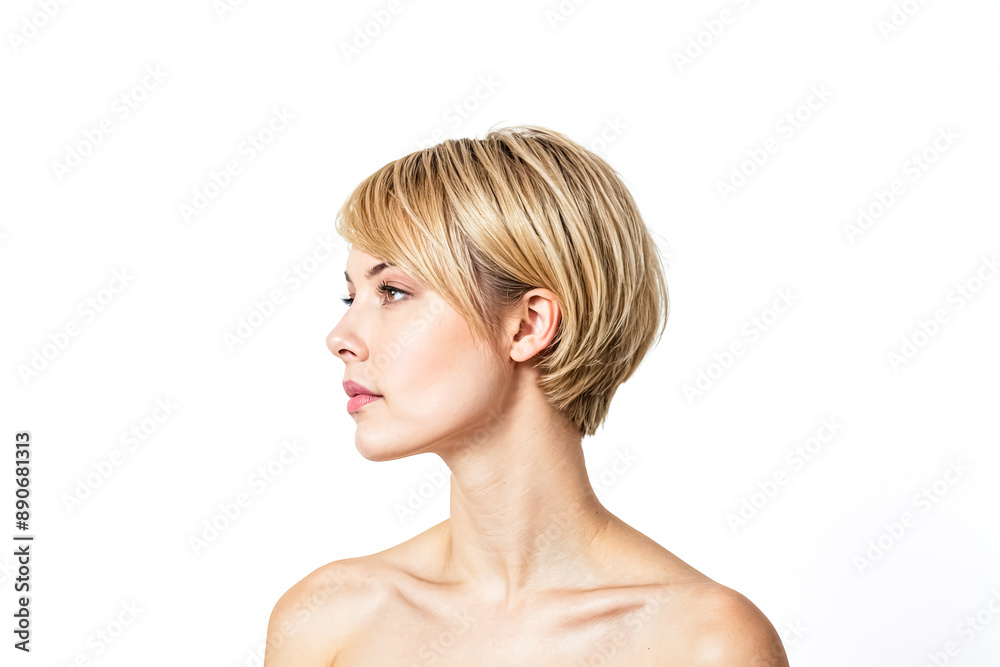 Profile Portrait of a Young Woman with Short Blonde Hair Profile Portrait of a Young Woman with Short Blonde Hair