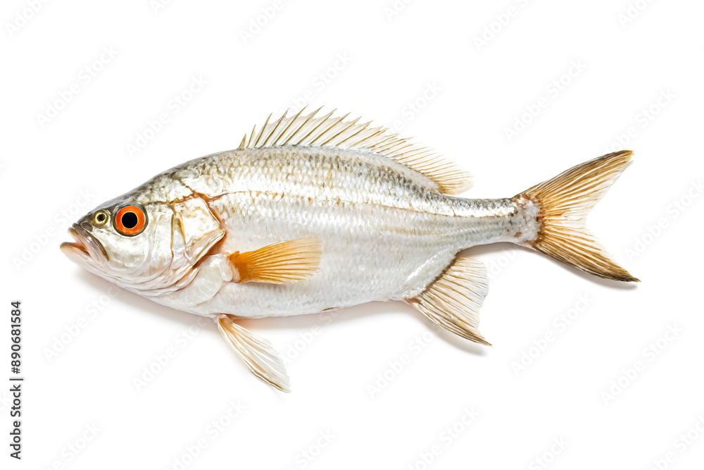 Single Silver Fish Isolated on White Background Single Silver Fish Isolated on White Background