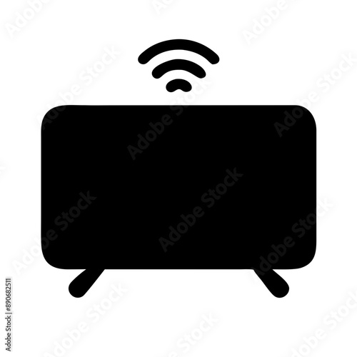 smart tv,  Black  Icon, Minimalist, Black and White, vector