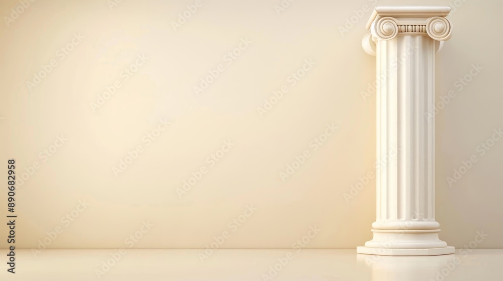 A white column stands in front of a white wall A white column stands in front of a white wall