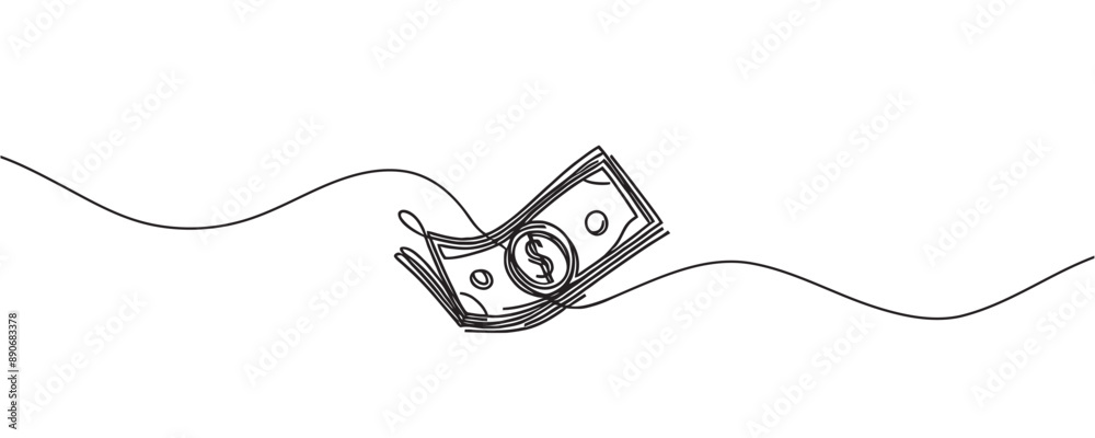 dollar one line vector illustration. picture of a dollar bill. dollar one line vector illustration. picture of a dollar bill.