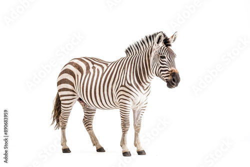 Zebra standing on a white background