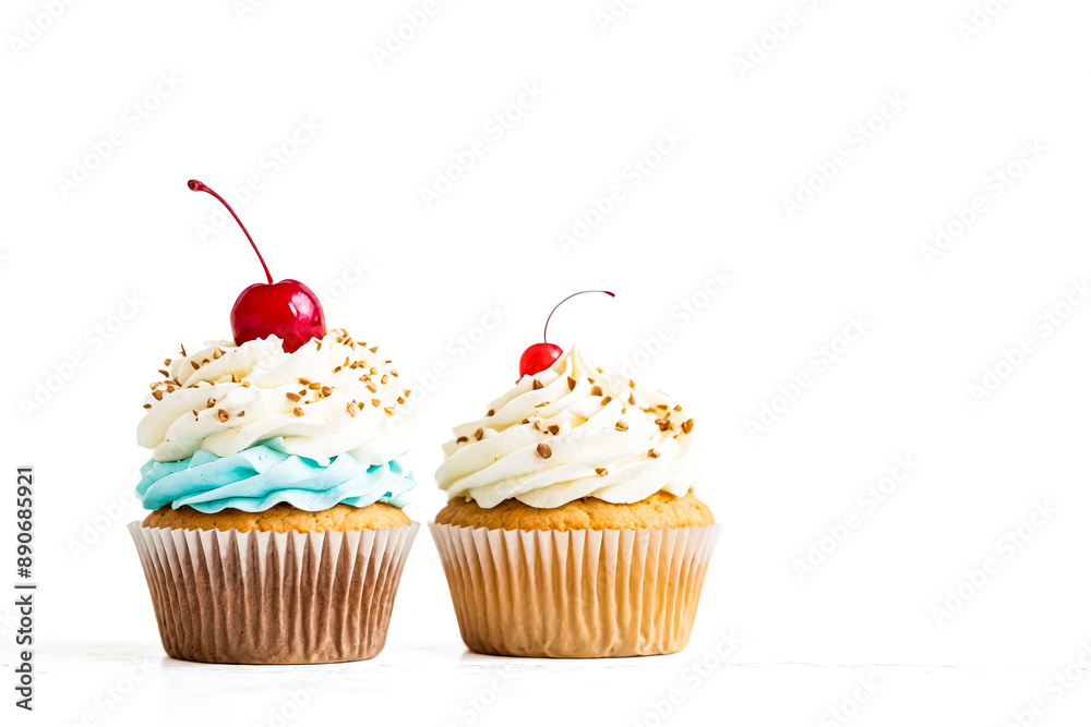Two Cupcakes with Cherries on Top Two Cupcakes with Cherries on Top