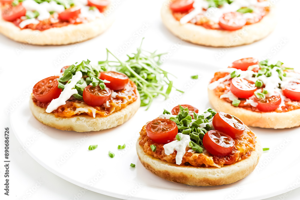 Small Pizza Bites with Cherry Tomatoes and Arugula Small Pizza Bites with Cherry Tomatoes and Arugula