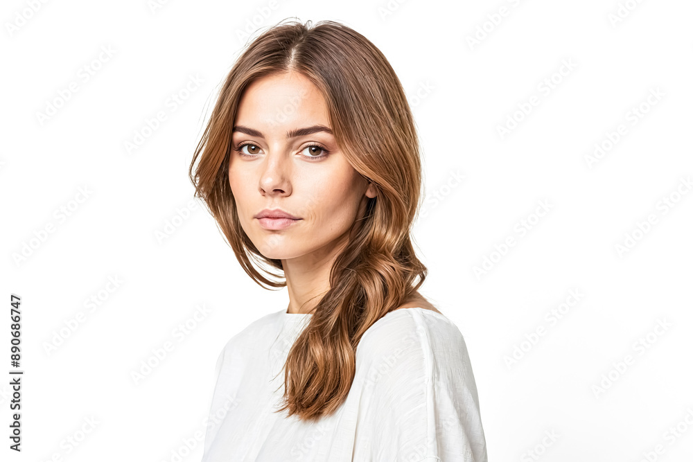 Portrait of a Young Woman with Long Brown Hair Portrait of a Young Woman with Long Brown Hair
