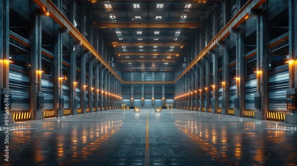 Futuristic warehouse, AIdriven goods analysis, wideangle shot, digital displays, hightech ambiance, Industry 40 Futuristic warehouse, AIdriven goods analysis, wideangle shot, digital displays, hightech ambiance, Industry 40