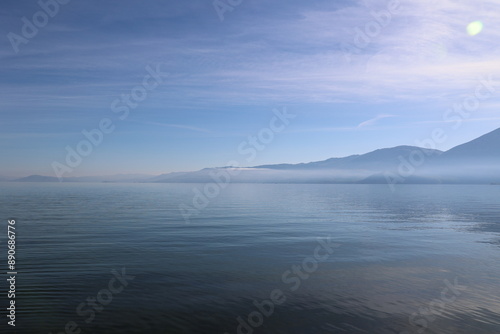 Wallpaper Mural Morning mist over Lake Ohrid, Albania   Torontodigital.ca