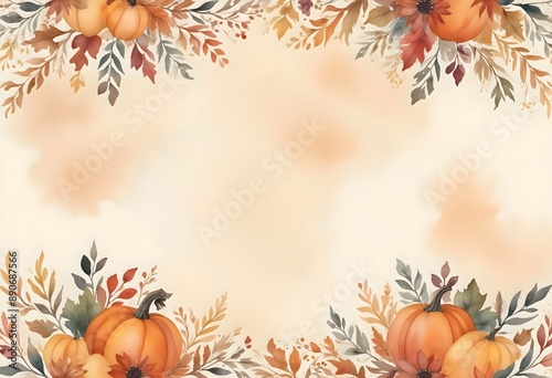 Wallpaper Mural Watercolor Thanksgiving design with space for text Torontodigital.ca