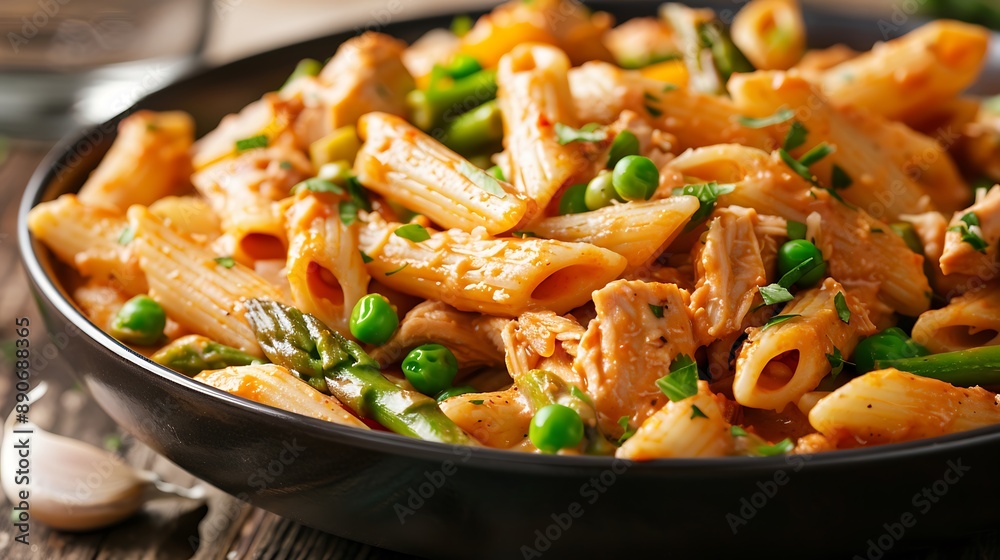 Delicious Penne Pasta with Chicken, Asparagus, and Peas Delicious Penne Pasta with Chicken, Asparagus, and Peas