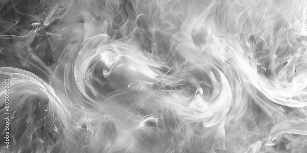 Obraz premium An abstract background of swirling smoke in shades of gray and white, creating a mysterious and ethereal texture, ideal for fantasy and mystical projects