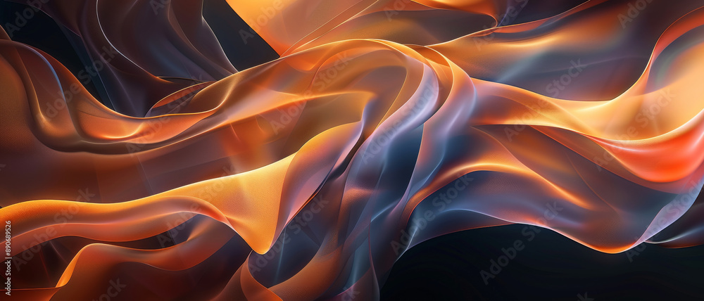 Obraz premium Swirling, vibrant abstract forms in orange and blue create a mesmerizing and dynamic visual dance, evoking movement and fluidity.