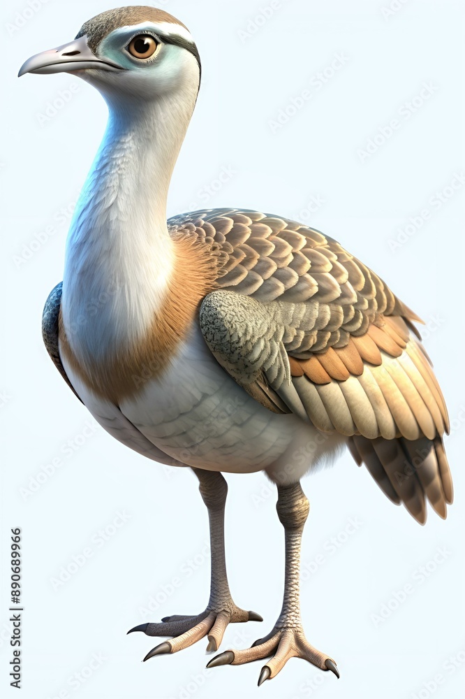 Fototapeta premium bustard in 3d cartoon style isolated on white background