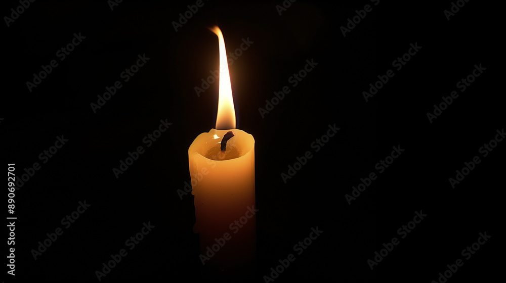 Single candle flame in darkness, close-up Single candle flame in darkness, close-up