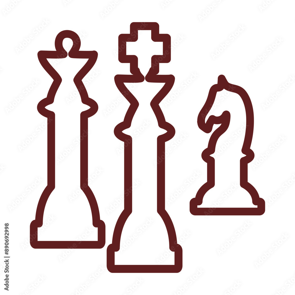 chess Vector Line Maroon Icon Design chess Vector Line Maroon Icon Design