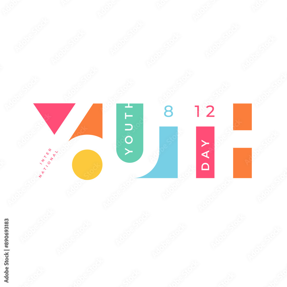 Obraz premium Celebrate International Youth Day with this vibrant and dynamic logotype typography,