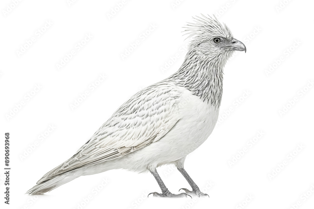 Fototapeta premium White Bird with Crest Standing on White Background