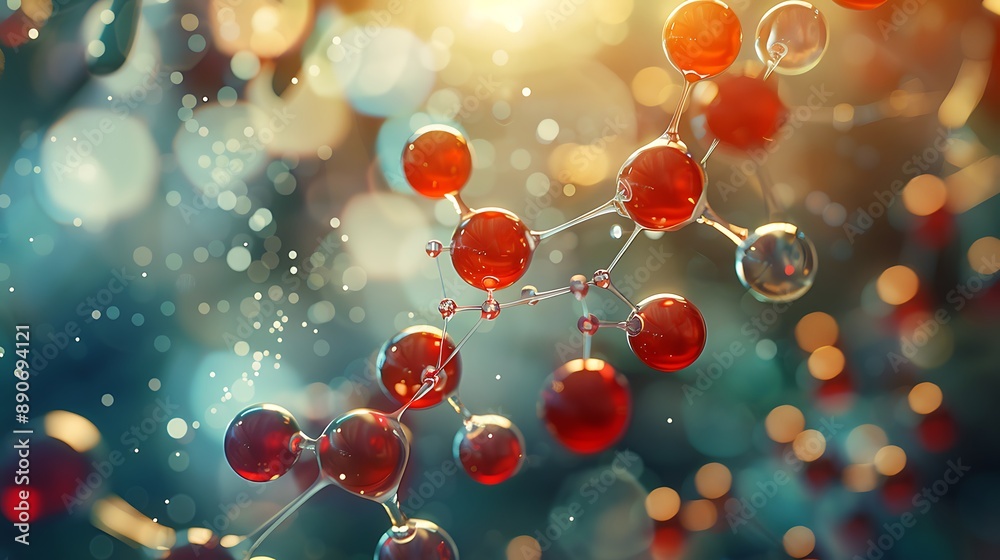 Abstract Molecular Structure with Bokeh Background Abstract Molecular Structure with Bokeh Background
