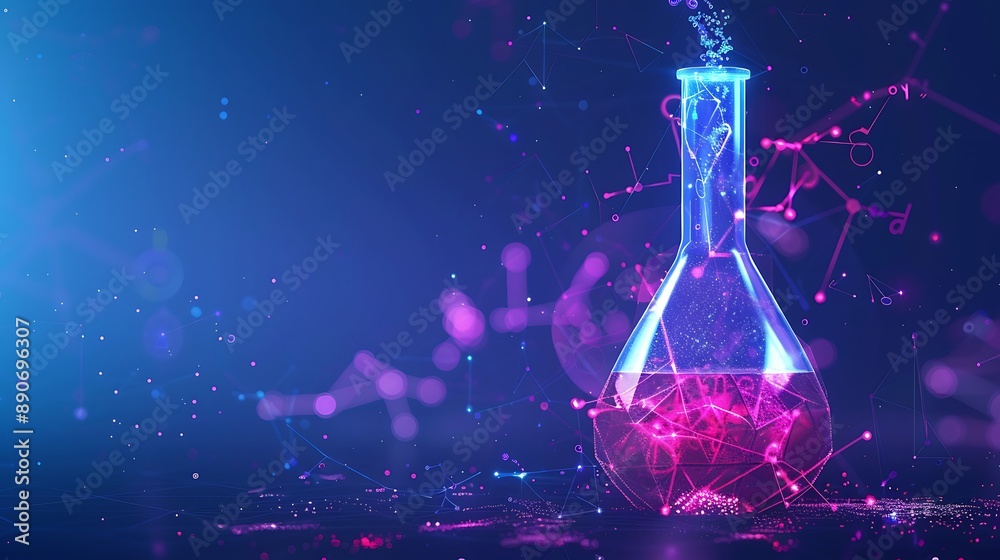 Abstract Chemistry Illustration with a Beaker and a Glowing Liquid Abstract Chemistry Illustration with a Beaker and a Glowing Liquid