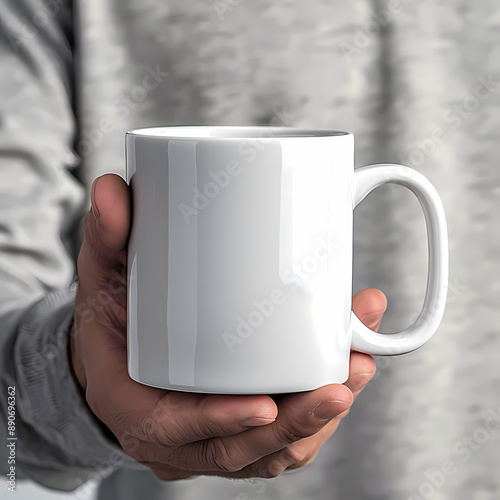 Man Holding a White 11 oz Mug: Great for Custom Mug Printing Inspiration
