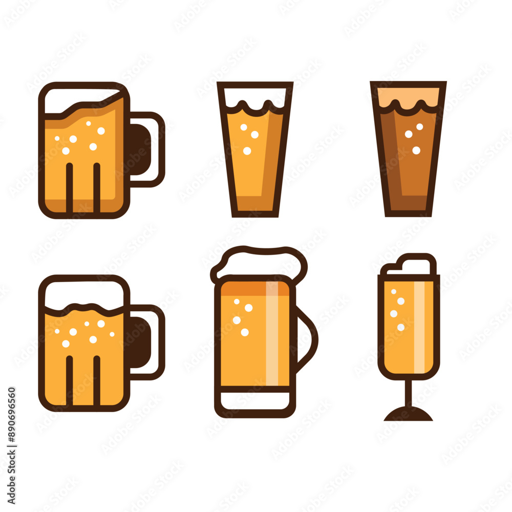 Set of beer mugs suitable to design promotion, sale, beers, beers day, celebration, culture, drinks, shop, market, and more Set of beer mugs suitable to design promotion, sale, beers, beers day, celebration, culture, drinks, shop, market, and more