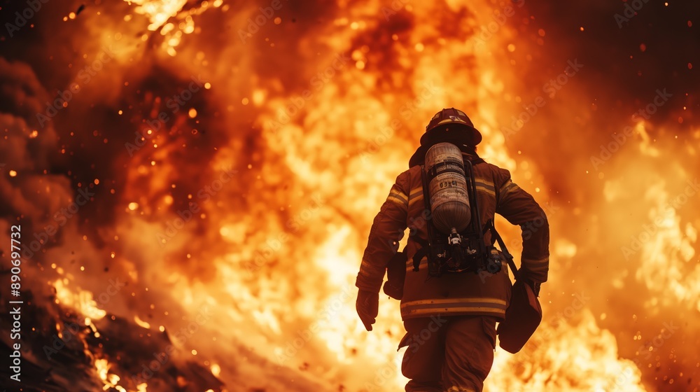 In to the fire, a Firefighter searches for possible survivors In to the fire, a Firefighter searches for possible survivors