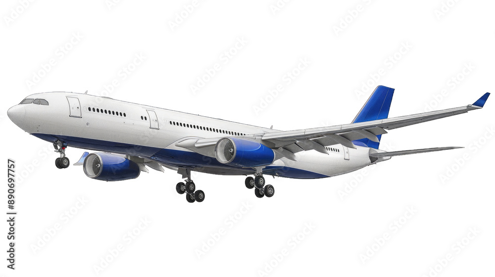 Fototapeta premium Airplane aircraft transport airplane transportation travel traveler flight fly air plane trip jet business. Transparent background or PNG file.